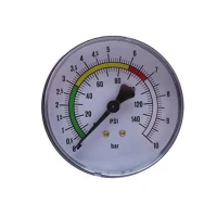 Asturomec 61313 Манометр с осевым креплением М 1-4", d 80 мм, с двойной шкалой 0-10 бар-0-140 Psi